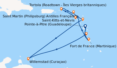 Itinéraire de la croisière Horizons Tropicaux