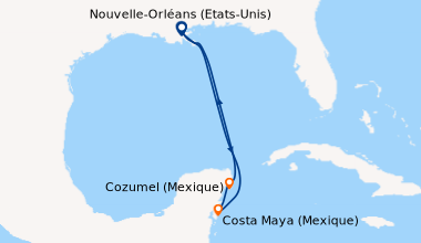 Itinéraire de la croisière Nouvelle-Orléans (Etats-Unis), En mer, Cozume...