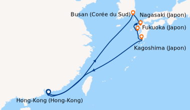 Itinéraire de la croisière Hong-Kong (Hong-Kong), En mer, En mer, Busan ...