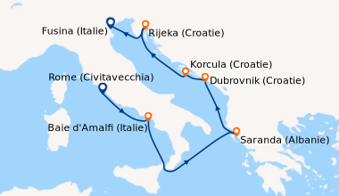 Itinéraire de la croisière Rome (Civitavecchia), Baie d'Amalfi (Italie),...