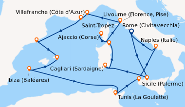 Itinéraire de la croisière Rome (Civitavecchia), Rome (Civitavecchia), S...