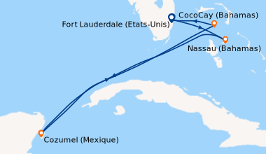 Itinéraire de la croisière Fort Lauderdale (Etats-Unis), Nassau (Bahamas...