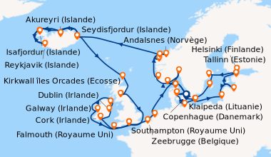 Carte de l'itinéraire de la croisière