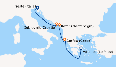 Itinéraire de la croisière Trieste (Italie), Trieste (Italie), En mer, D...