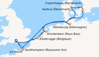 Itinéraire de la croisière Southampton (Royaume Uni) , Bruxelles (Belgiq...