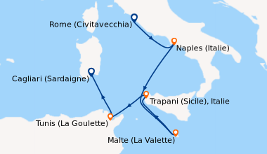 Itinéraire de la croisière Rome (Civitavecchia), Naples (Italie), En mer...