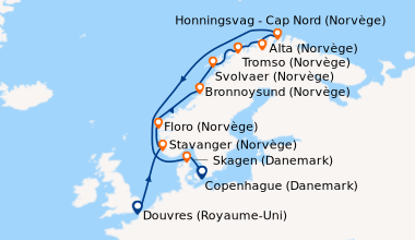 Itinéraire de la croisière Douvres (Royaume-Uni), En mer, Stavanger (Nor...