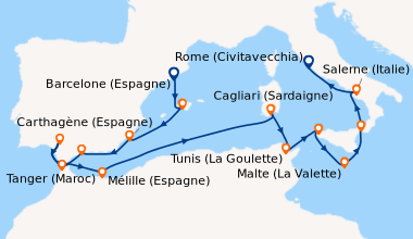 Itinéraire de la croisière Barcelone (Espagne), Palma de Majorque (Baléa...