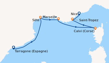 Itinéraire de la croisière Escapade entre Côte d’Azur et Corse