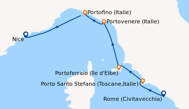 Itinéraire de la croisière Toscane, Ligurie et Côte d’Azur