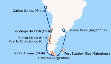 Itinéraire de la croisière Buenos Aires (Argentine), En mer, En mer, En ...