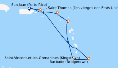 Itinéraire de la croisière San Juan (Porto Rico), En mer, Barbade (Bridg...