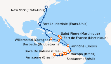 Itinéraire de la croisière New York (Etats-Unis), En mer, En mer, Fort L...