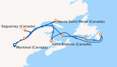 Itinéraire de la croisière Montreal (Canada), Saint-Laurent (fleuve/Cana...