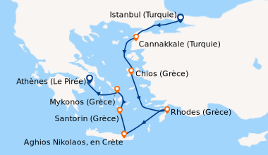 Itinéraire de la croisière Istanbul (Turquie), Cannakkale (Turquie), Chi...