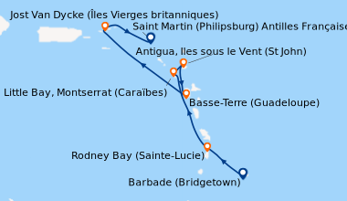 Itinéraire de la croisière Barbade (Bridgetown), Rodney Bay (Sainte-Luci...