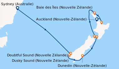 Itinéraire de la croisière Sydney (Australie), En mer, En mer, Milford S...