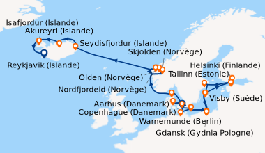 Carte de l'itinéraire de la croisière