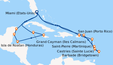 Itinéraire de la croisière Miami (Etats-Unis), En mer, Grand Cayman (île...