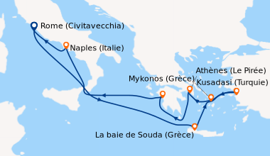 Itinéraire de la croisière Rome (Civitavecchia), En mer, En mer, Kusadas...