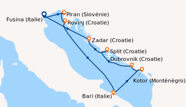 Itinéraire de la croisière Fusina (Italie), Piran (Slovénie), Rovinj (Cr...