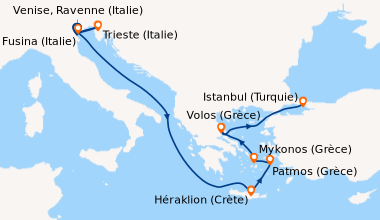 Itinéraire de la croisière Fusina (Italie), Trieste (Italie), Venise, Ra...