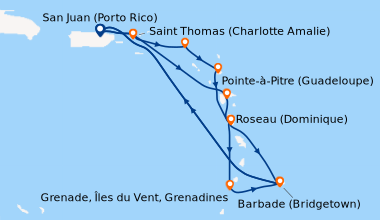 Itinéraire de la croisière San Juan (Porto Rico), Saint Thomas (Charlott...