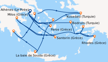Itinéraire de la croisière Athènes (Le Pirée), Naousa (Grèce), La baie d...