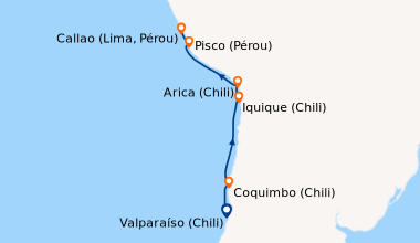 Itinéraire de la croisière Valparaíso (Chili), Coquimbo (Chili), En mer,...