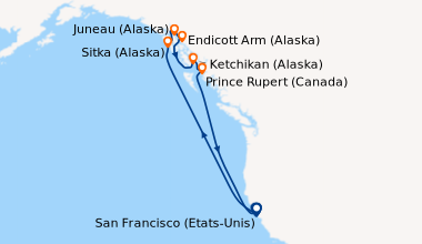 Itinéraire de la croisière San Francisco (Etats-Unis), En mer, En mer, K...