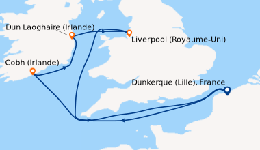 Itinéraire de la croisière Irlande et côtes britanniques