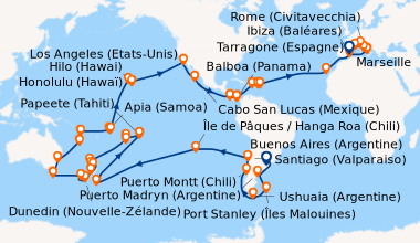 Itinéraire de la croisière Buenos Aires (Argentine), En mer, En mer, Pue...