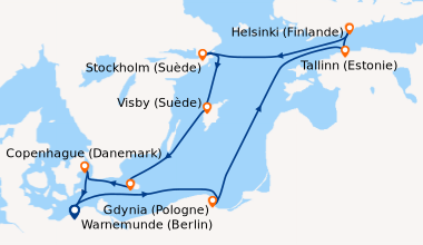 Itinéraire de la croisière Warnemunde (Berlin), Gdynia (Pologne), En mer...