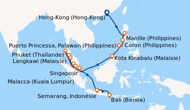 Itinéraire de la croisière Hong-Kong (Hong-Kong), En mer, Manille (Phili...
