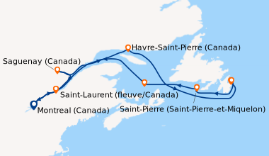 Carte de l'itinéraire de la croisière