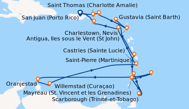 Itinéraire de la croisière San Juan (Porto Rico), Saint Thomas (Charlott...