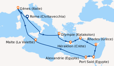 Itinéraire de la croisière Rome (Civitavecchia), En mer, Olympie (Katako...