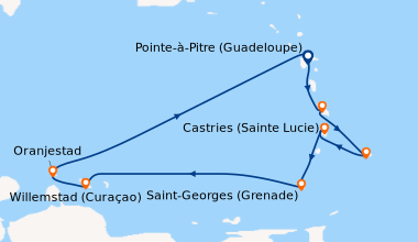 Itinéraire de la croisière Saveurs des Antilles