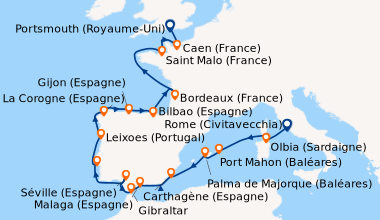 Itinéraire de la croisière Rome (Civitavecchia), Olbia (Sardaigne), Port...