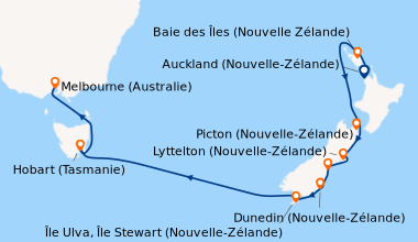Itinéraire de la croisière Auckland (Nouvelle-Zélande), Baie des Îles (N...