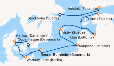 Itinéraire de la croisière Copenhague (Danemark), Aarhus (Danemark), War...