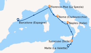 Itinéraire de la croisière Barcelone (Espagne), En mer, Florence-Pise (L...