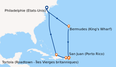 Itinéraire de la croisière Philadelphie (Etats-Unis), En mer, Bermudes (...