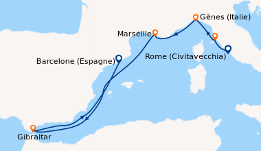 Itinéraire de la croisière Rome (Civitavecchia), Livourne (Florence, Pis...
