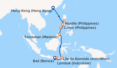 Itinéraire de la croisière Hong-Kong (Hong-Kong), En mer, Manille (Phili...