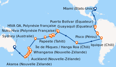 Itinéraire de la croisière Miami (Etats-Unis), En mer, En mer, En mer, C...