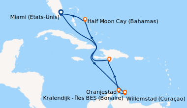 Itinéraire de la croisière Miami (Etats-Unis), En mer, En mer, Kralendij...