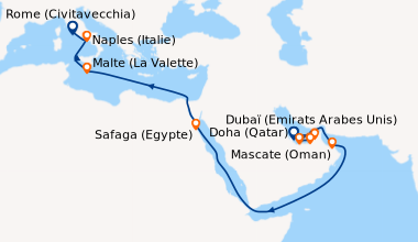 Itinéraire de la croisière Doha (Qatar), Dubaï (Emirats Arabes Unis), Du...
