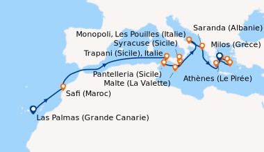 Itinéraire de la croisière Las Palmas (Grande Canarie), En mer, Safi (Ma...