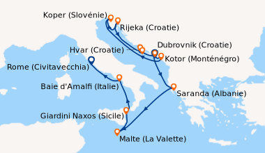 Itinéraire de la croisière Dubrovnik (Croatie), Kotor (Monténégro), En m...